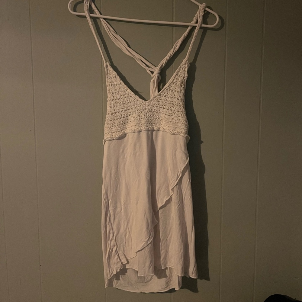 Vintage Blue Sky Bohemian Crochet Halter Top